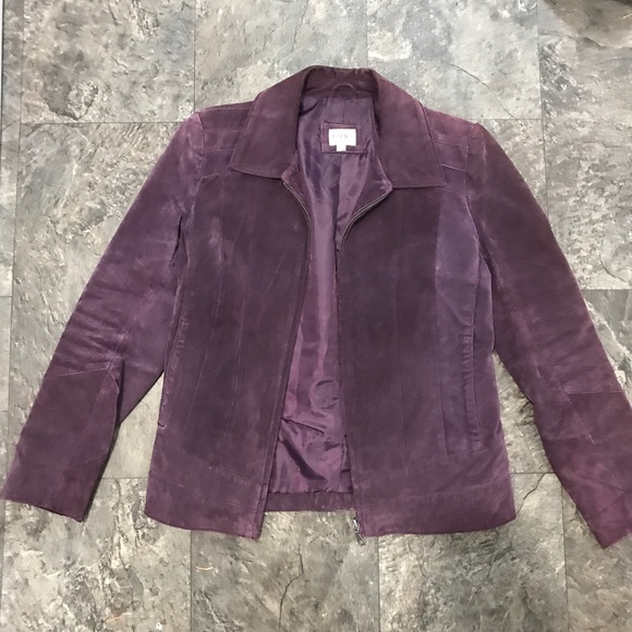 2 for $25 Cleo Petites purple real suede jacket - Picture 2 of 6